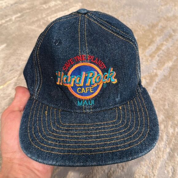 Hard Rock Cafe Other - Vintage Hard Rock Cafe MAUI Save the Planet Denim Snapback Hat in GUC rare